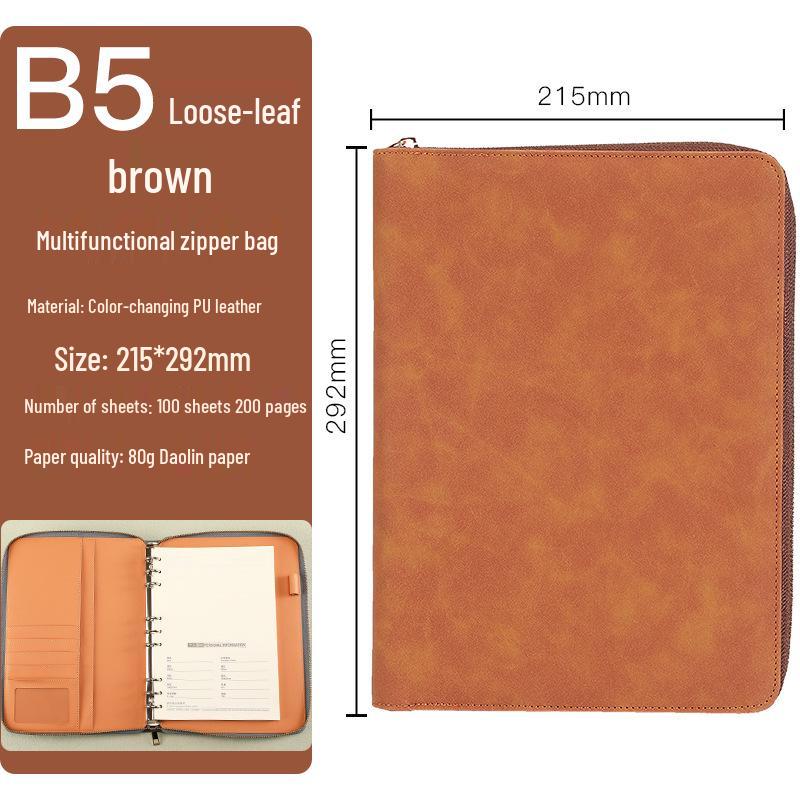 Custom Business Notebook with Zipper Bag - Multifunctional A6/B5 Notepad & Manager Folder