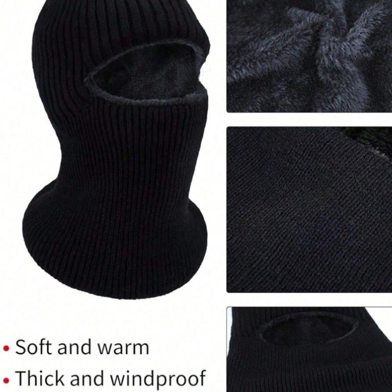 1Pcs/Set Men's Thermal Hat Winter Knitted Windproof Full Face Mask Balaclava, Knitted Hat with Neck Cover, Warm Thermal Lined Men and Women