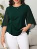 European-American Women's Plus Size Chiffon Petal Sleeve T-Shirt - Elegant Casual Fashion Temperament Style