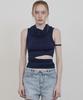 Eonibeu Cut-Out Hoodie Sleeveless Top Navy