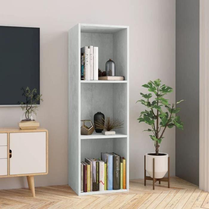 Bibliothèque - VidaXL - Gris béton - 3 étagères - 36 x 30 x 114 cm - Meuble polyvalent