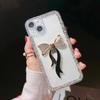 Luxury Bow Ribbon Rhinestone Phone Case for 18 17 16 15 Promax Shiny Handmade Diy Transparent TPU Case 13promax