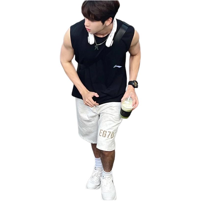 Li Ning Running Fitness Training Quick-Dry Sports Vest Men tops Cool-Black AVSU023-3