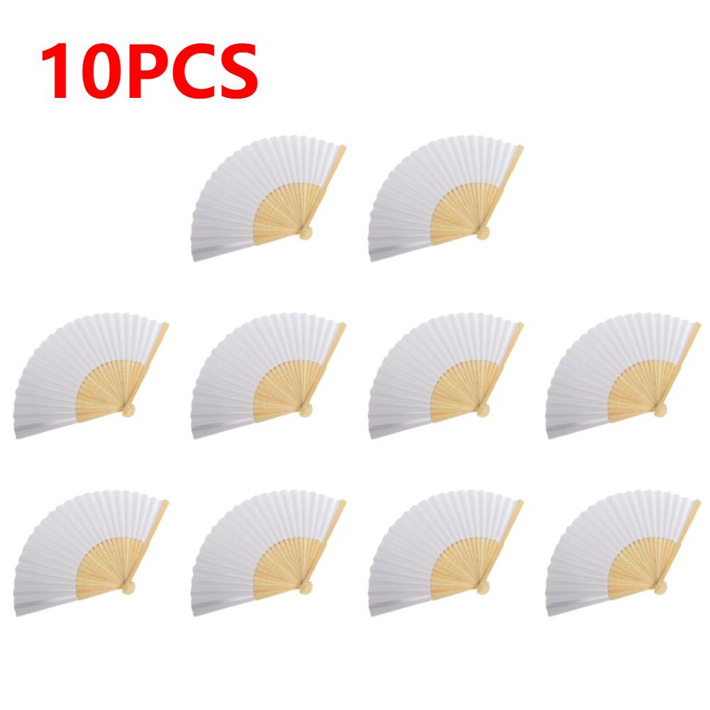 White Purple Foldable Paper Fan Portable Chinese Bamboo Fan Wedding Gifts For Guest Birthday Party Decoration Kids Painting