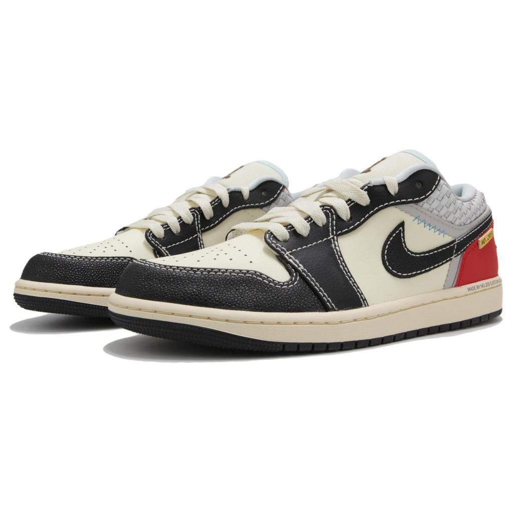 Jordan Air Jordan 1 Cushioning Slip Resistant Abrasion Resistant Low top Vintage Basketball Shoes Men's Red HQ3437-101(Team24-union)
