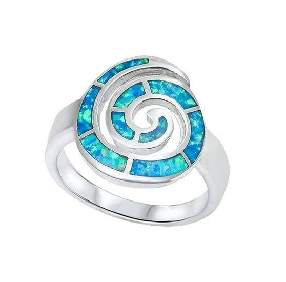 Opal Blue Swirl Ring - Cross-Border Exclusive