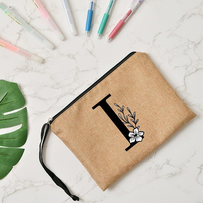 Fashion Letter Print Women Cosmetic Gift Bag Linen Zipper Pouch Travel Tote Storage Pouch Makeup Bag Classic Organizer Bag