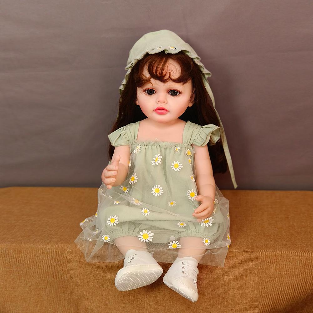55CM całego ciała miękkiego silikonu winylu Reborn maluch dziewczyna lalka ukorzenione włosy Bebe Reborn Realista świąteczne prezenty dla dzieci