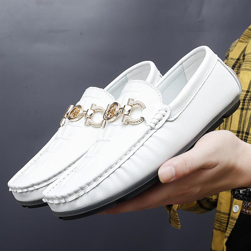 Weiße Herren Loafer Pu Leder Square Toe Slip-On Business Herren Freizeitschuhe Handgefertigte Schuhe Größe 38-47 Herrenschuhe