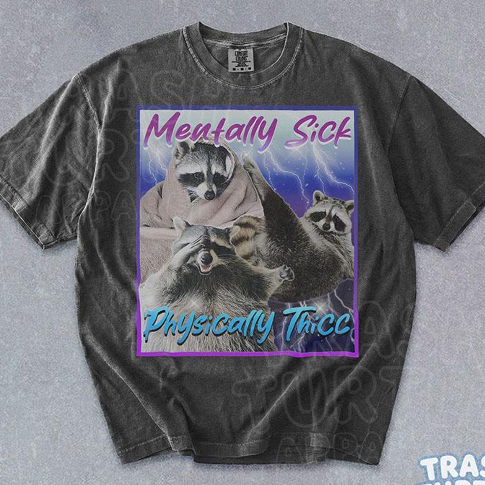 Meme Raccoon Bootleg Shirt Mentally Sick Physically Thicc Funny TShirt Trash Panda Joke T-shirt Retro 90s Gift Graphic Tee 3XL