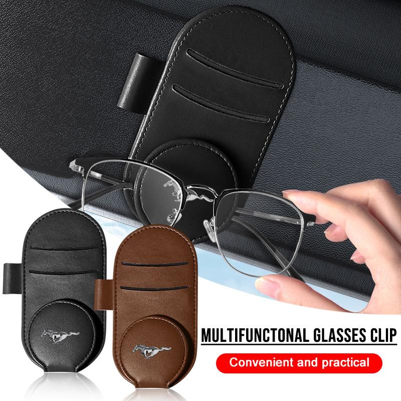 Car Leather Glasses Clip Sun Visor Multi-function Sunglasses Clip Car Accessories For Ford Focus Mondeo MK1 MK2 MK4 MK3 Fiesta ST