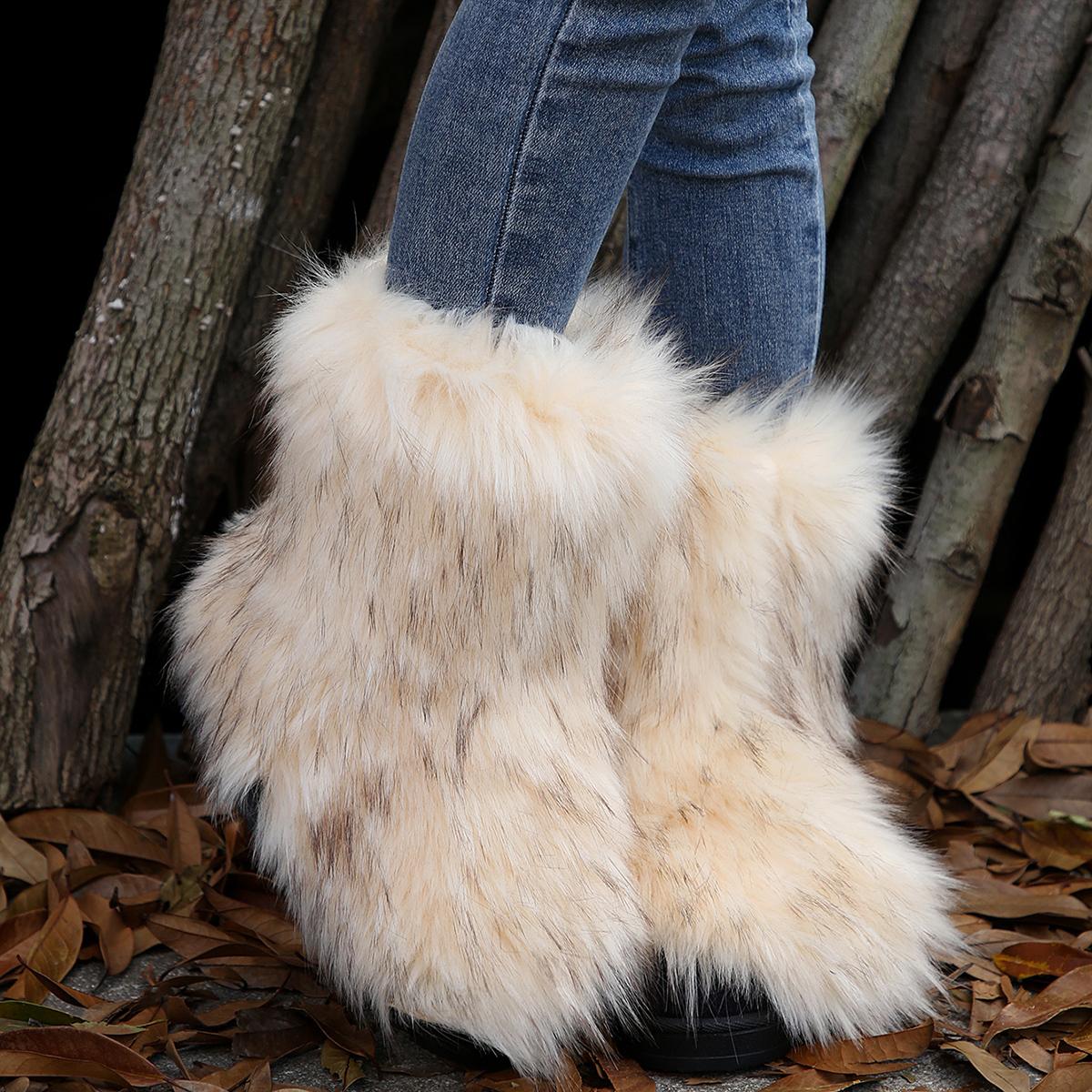 

Мода 2024 Новые женские зимние плюшевые и пушистые теплые зимние сапоги Модная зимняя обувь 41 бежевый