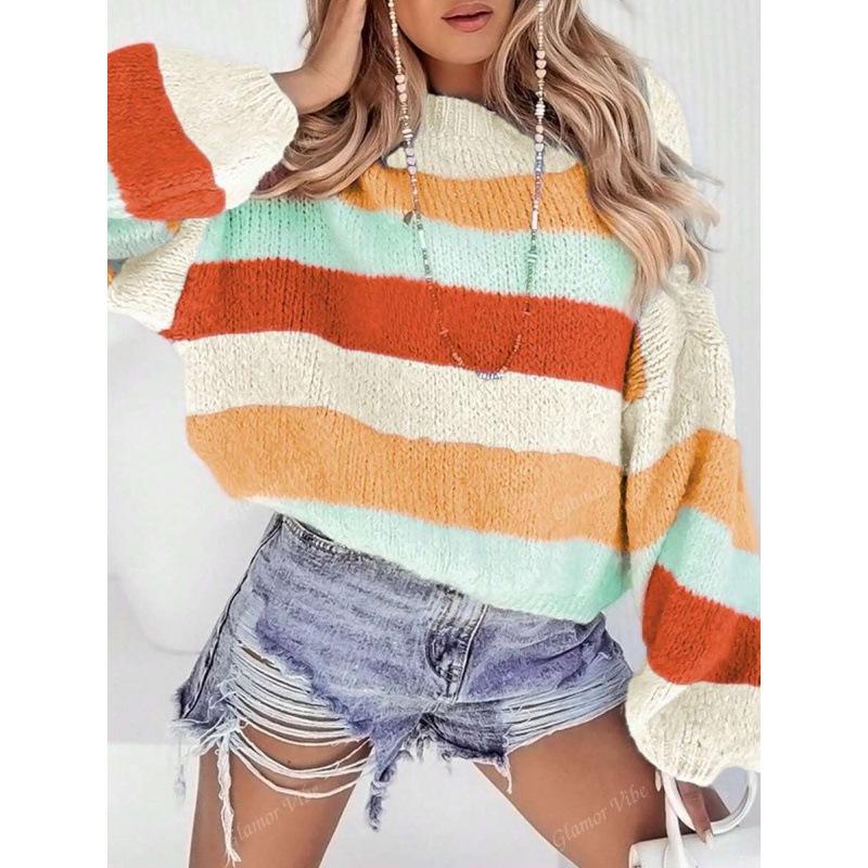 Men's Striped Color Block Sweater - Style 19467