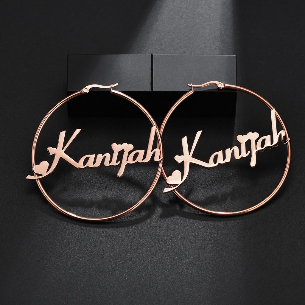 Atoztide Custom Name Earring High Quality Personalized Stainless Steel Letter Heart Star Earrings for Women Party Jewelry Gift