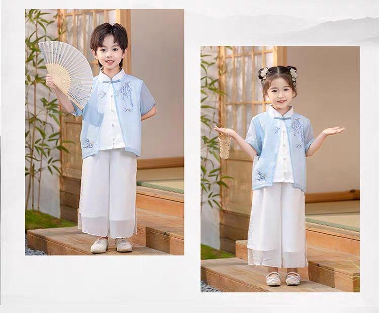 Traditional Chinese Hanfu for Kids: Tang Dynasty-Inspired Outfits for Boys and Girls, Perfect for Performances and Sibling Matching.