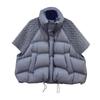 Stand-up collar winter women's vest fashionable new splicing trendy small cotton vest short loose knitted jacket