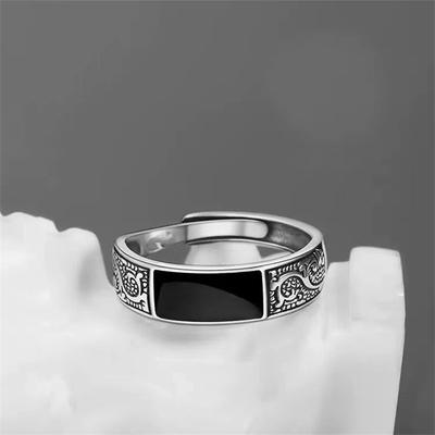 ‘1Pc Trendy Minimalist Ethnic Style Ring For Men Retro Dragon Pattern Opening Adjustable Finger Rings Jewelry Accessories Gifts