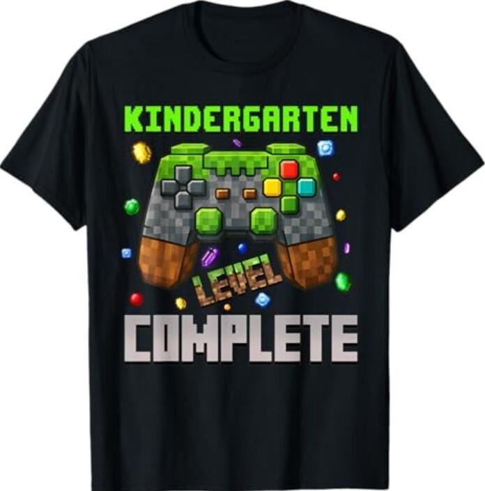 Kindergarten Level Complete Graduation Gamer Pixel T-Shirt L