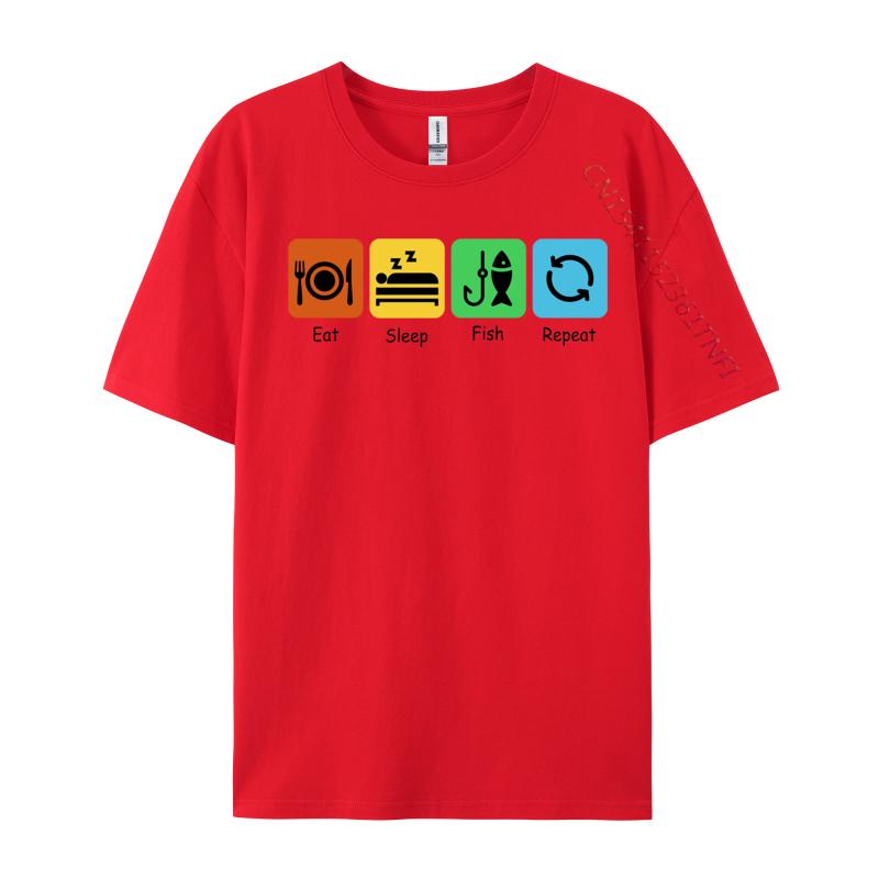 Eat Sleep Fish Repeat T-shirt Print Combed cotton Comics Tops Shirts Slim Fit  T Shirts Luxury Clothing