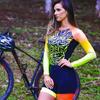 Womens Long Sleeve Triathlon Bodysuit Cycling Suit Gradient Color Quick Dry Sportswear Running
