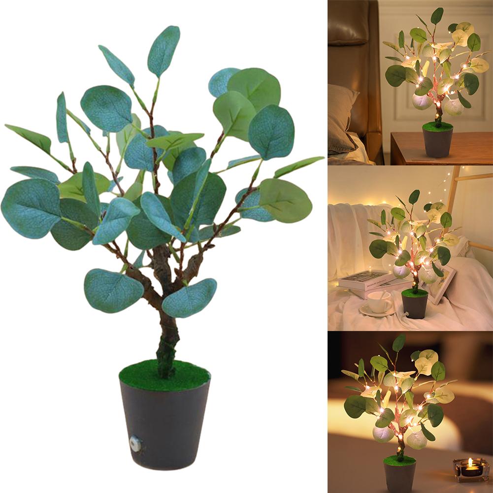 LED Simulation Plant Night Light Simulation Plant Desk Lamp USB Plug Simulated Green Plant Light Warm Light for Home Living Room