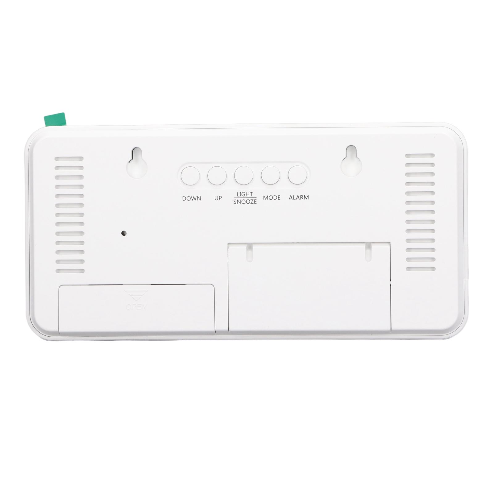 White Digital Alarm Clock with LED Mirror Screen Fashion Electronic Large Screen Clock for Home Bedroom Office