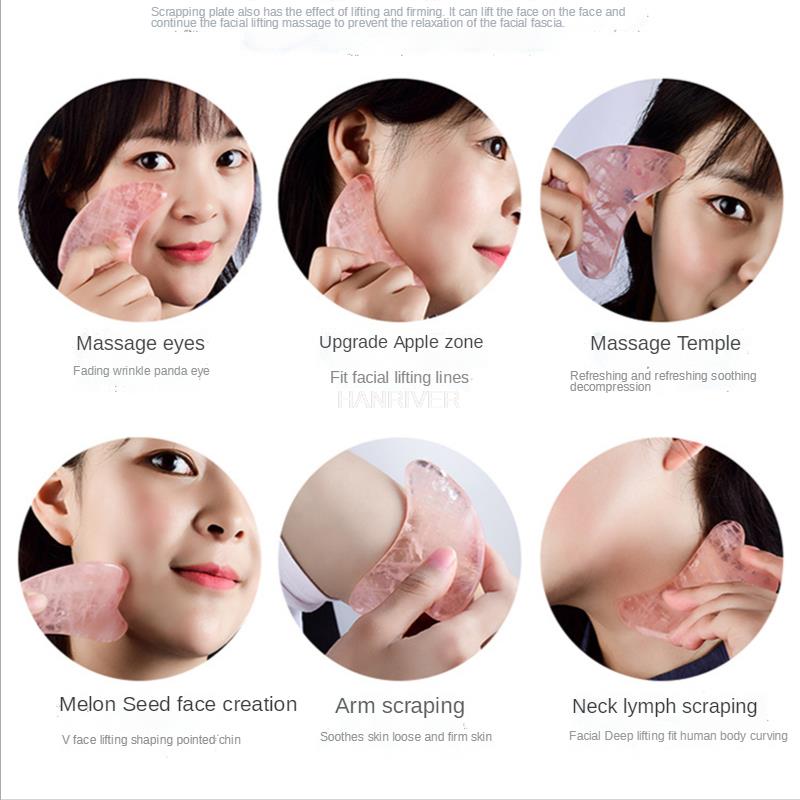 Natural Rose Quartz Jade Gua Sha Board Acupuncture Massage Facial Gouache Pink Quartz Massage Face LiftingStone Guasha Scraping