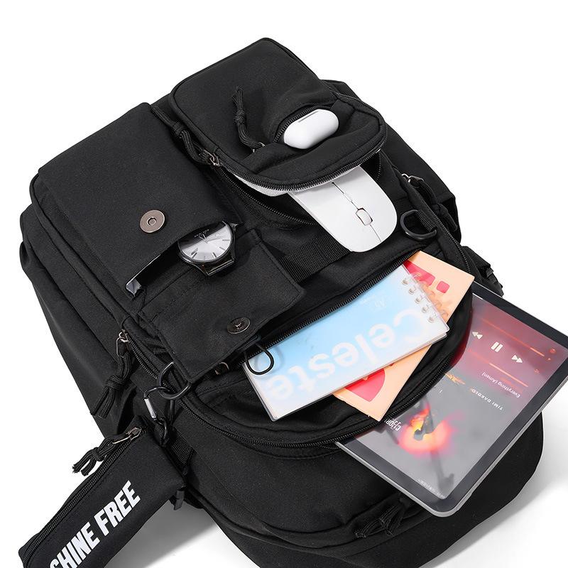 Lightweight ins versatile workwear style schoolbag men's high-quality large capacity Japanese backpack travel backpack men