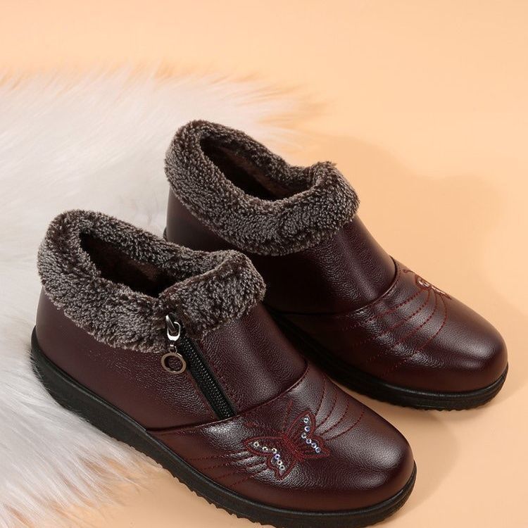 Flat-bottomed non-slip casual soft-soled cotton shoes for women 2025 autumn and winter new fashionable versatile warm side zipper cotton shoes for wom