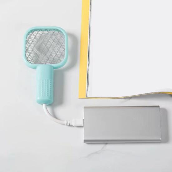 Mini USB Electric Fly Swatter 3000V Portable Travel Lightweight Indoor Outdoor Gnats Trap UV Lamp Automatic Fly Zapper Racket