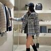 High-Quality Plaid Lapel Down Jacket: Pure Cotton, Brushed, Neutral Old Money Style, Loose Fit, Warm Zipper Outerwear.