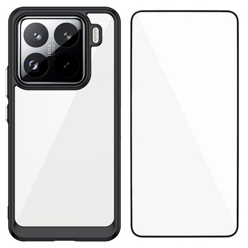 For Xiaomi 15 Pro Phone Case WANLONFENG XC Series TPU Acrylic Cover with Tempered Glass (Big Lens Hole)