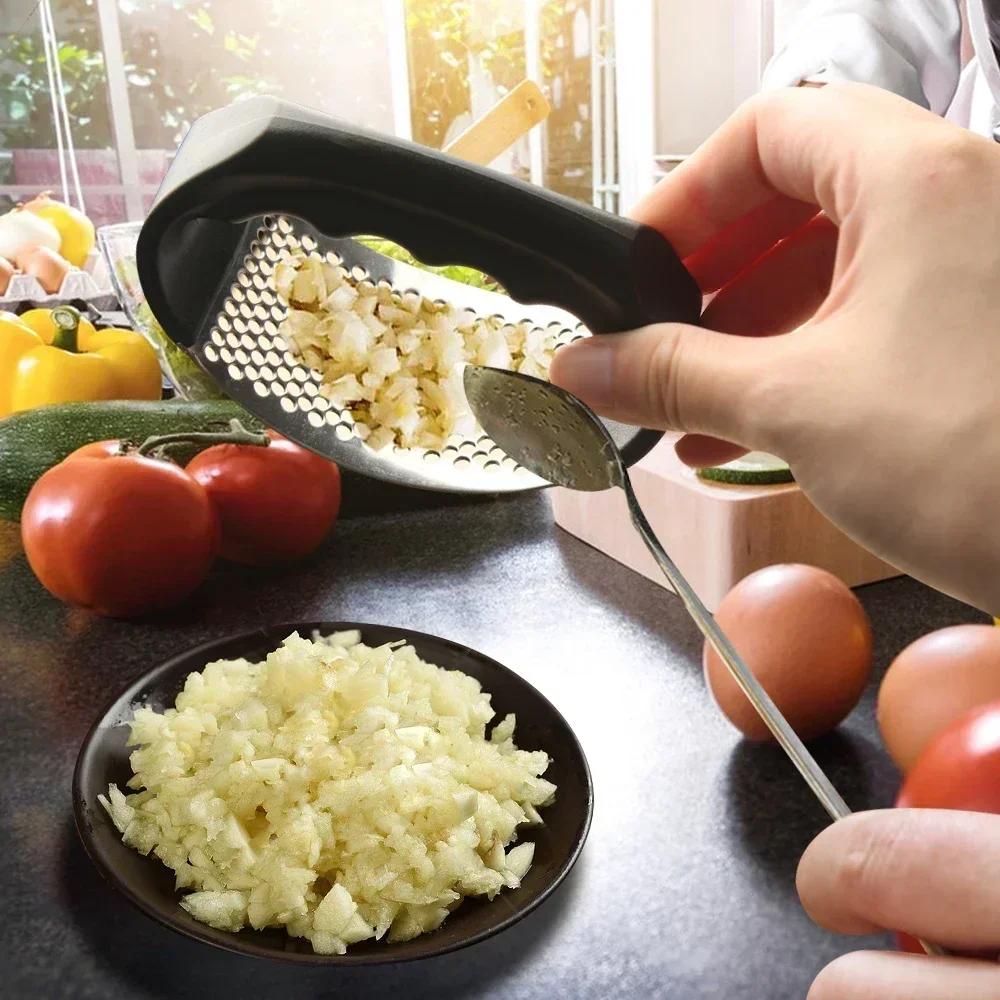 Nerezový lis na česnek Drtič Ruční mlýnek na česnek Nástroj na sekání česneku Ovoce Zelenina Nářadí Kuchyňské doplňky Gadget