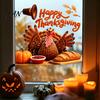 Easy Apply Window Paster Autumn Thanksgiving Turkey Static Sticker, Decorative Removable PVC Decals, Harvest Festival Art Theme Wall Clings for Indoor