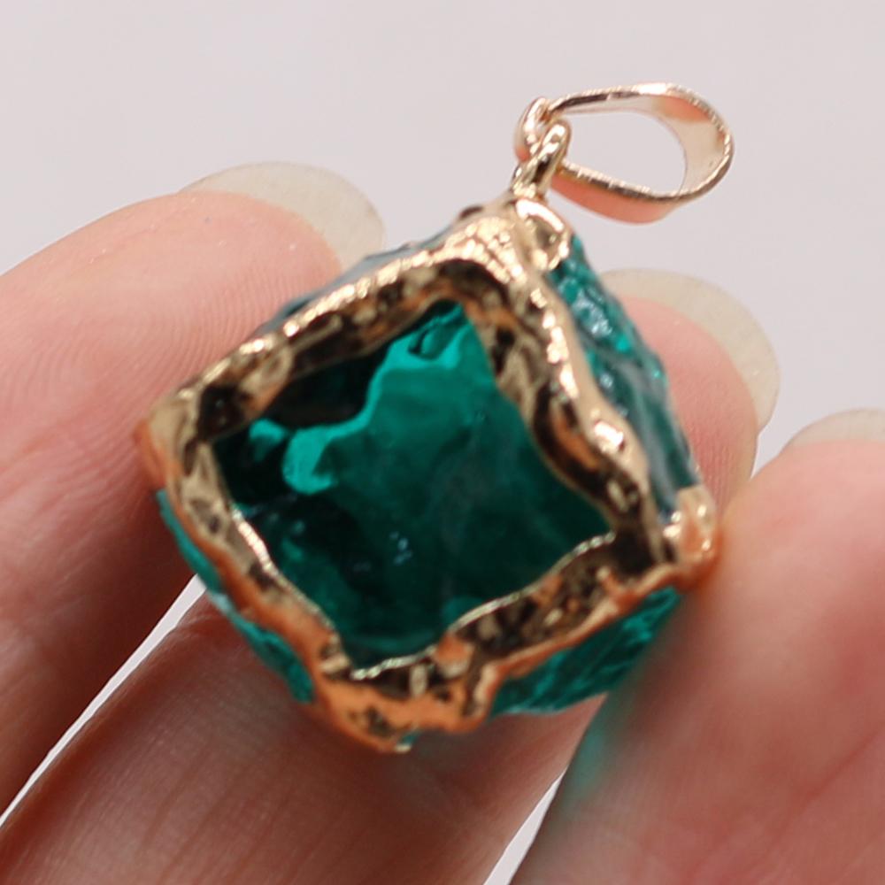 1Pc, Energy Natural Stone Square Pendant, Reiki Healing Crystal Charms for DIY Women Men Necklace Keychain Decoration Accessories, Christmas Gift