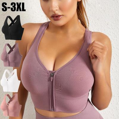 Frauen Front Zipper Sport-Bh Push-Up Crop Top Weibliche Workout Fitness Gym Bh Top Laufende Yoga Bh Athletisch Sportswear
