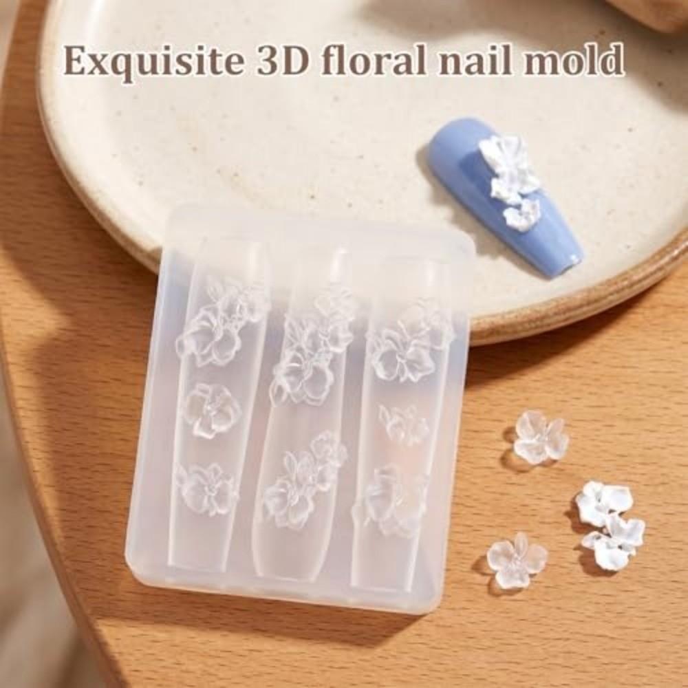 Transparent Silicone Nail Art Molds 3D Carving Nail Art Molds  for DIY Manicure Design