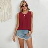 Summer New Pleated Crew Neck Sleeveless Chiffon Vest Top For Women, Amazon Cross-border European American Casual Tops In Stock