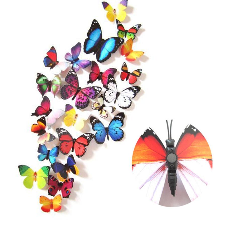 24/48pcs Butterfly Magnetic Refrigerator Sticker Simulation Wall House Living Room Kitchen Decoration DIY Magnet Supplies XJM