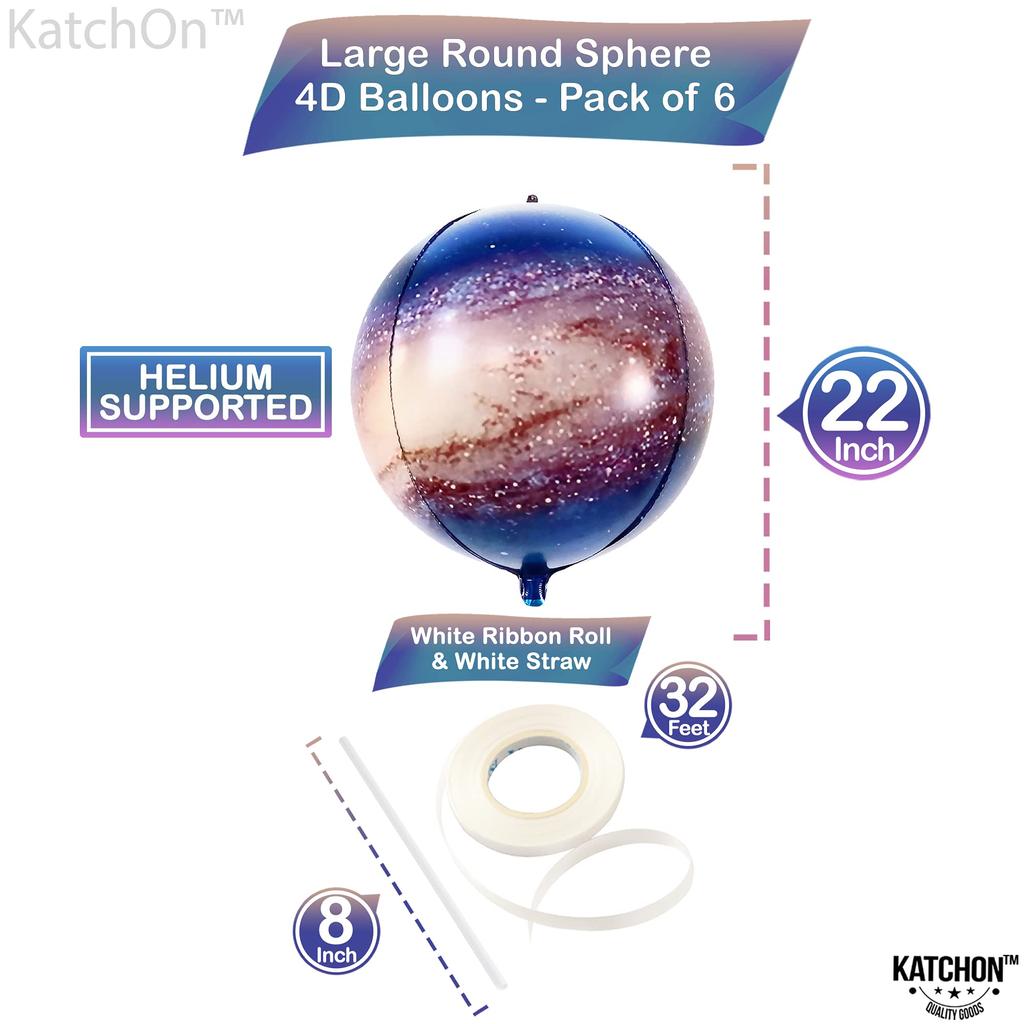 KatchOn Big Galaxy Balloons Earth Party Supplies 4D Round Sphere Balloons for Space Themed Party Decorations Planet Balloons for Space Decor - 22-inch