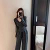 Sports and Casual Hooded Sweatshirt Set for Women, Autumn French Simple Top, Wide-leg Trousers Two-piece Set