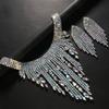 Rhinestone Necklace Set Female, European and American Sexy Exaggerated Necklace Tassel Earrings Jewelry Set
