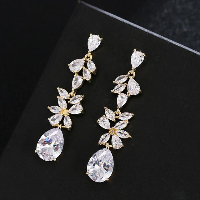 

Emmaya Women Fascinating Long Ear Studs Noble Cubic Zircon Stone Decoration Girls Graceful Three Colors Choice Celebration Party Event Souvenir