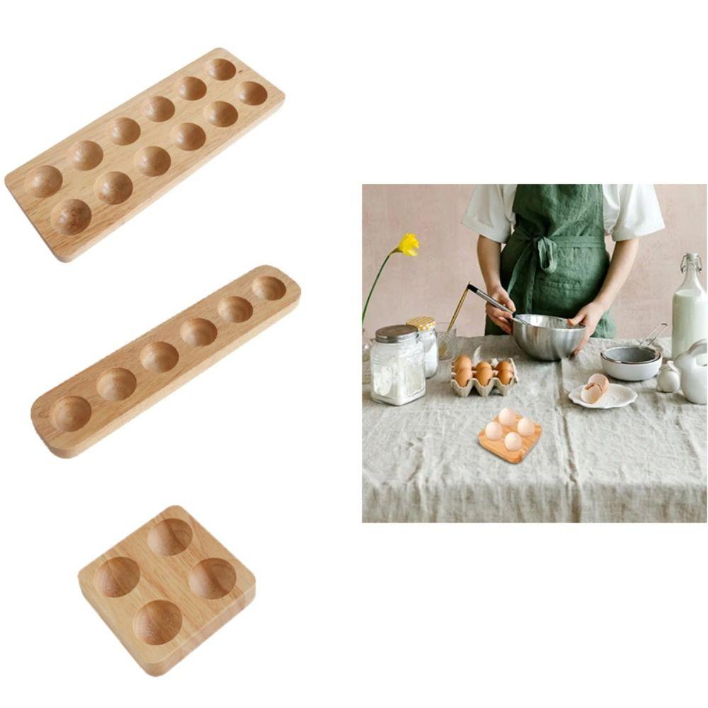 

Multi-Compartment Wooden Egg Holder 4/6/12 Holes Egg Plate Household Egg Storage Rack Tabletop