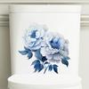 Selbstklebende Wasserdichte Blaue Blumen Toilettenaufkleber Minimalistisch für Badezimmer Toilettensitz Dekor