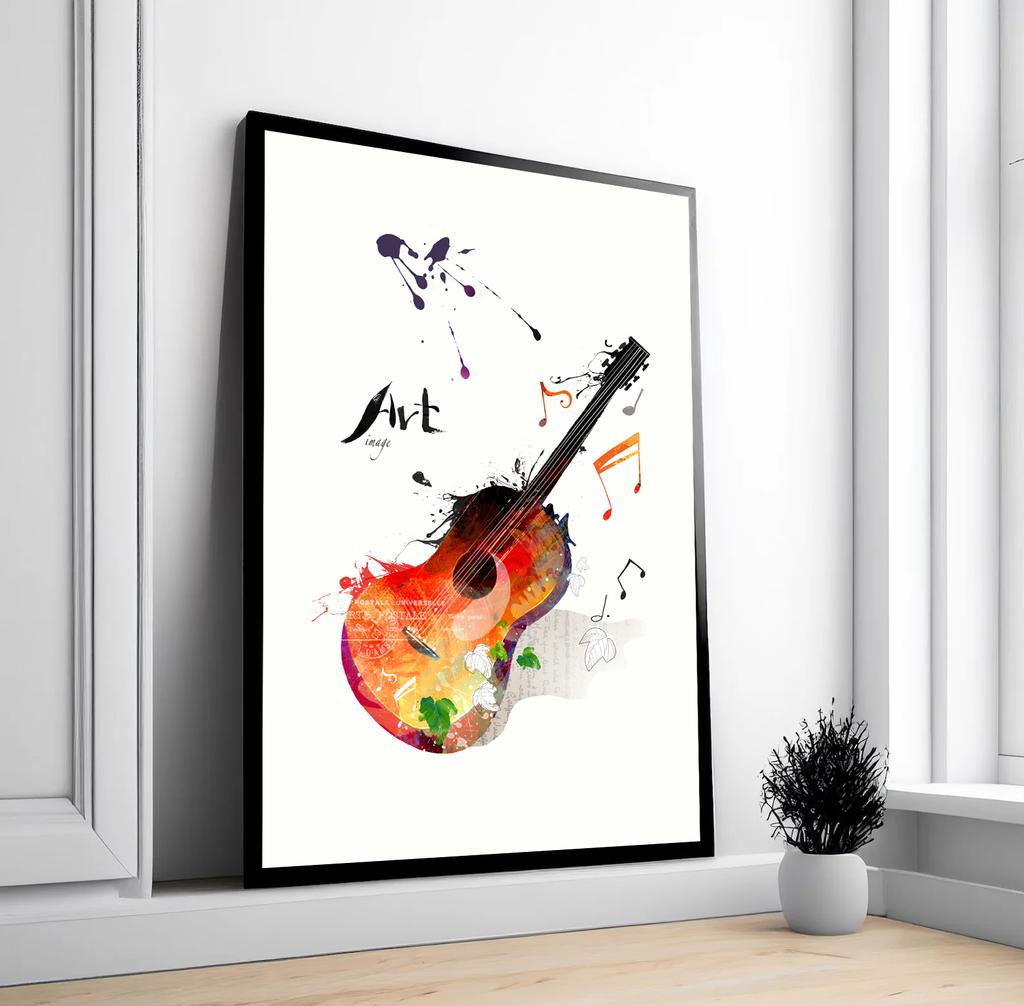 Abstract Graffiti Music Guitar Canvas Printing Pop Art Wall Poster for Music Room Decor