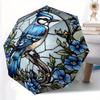 1pc Stained Glass Bird Compact Travel Umbrella, Automatic Folding Lightweight Windproof 8-Bone Reinforced Design, Portable for Backpack Dura