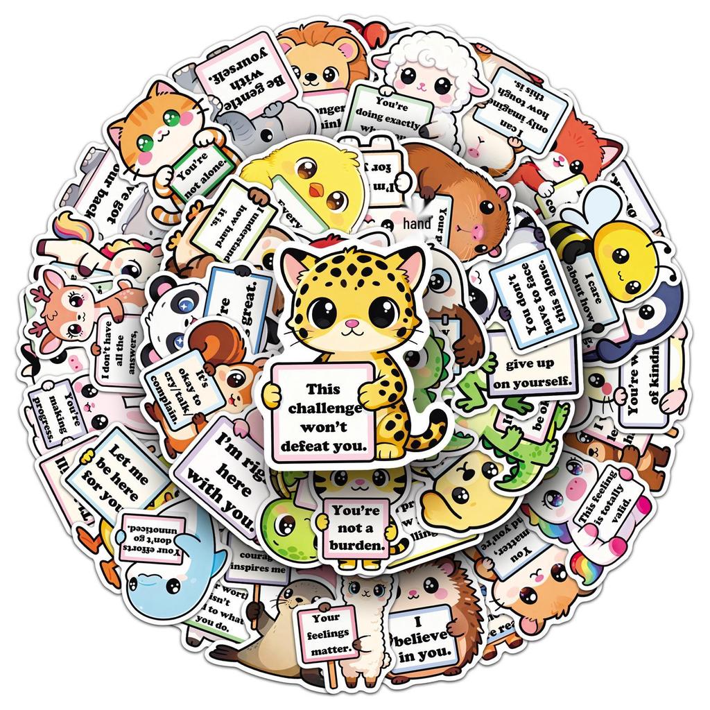 50 Sheets Animal Emoticon Healing Cartoon Stickers for Journals and Diaries