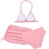 2025 Cute Girls' Three-Piece Bikini Swimsuit with Chest Pads for Middle and Older Children