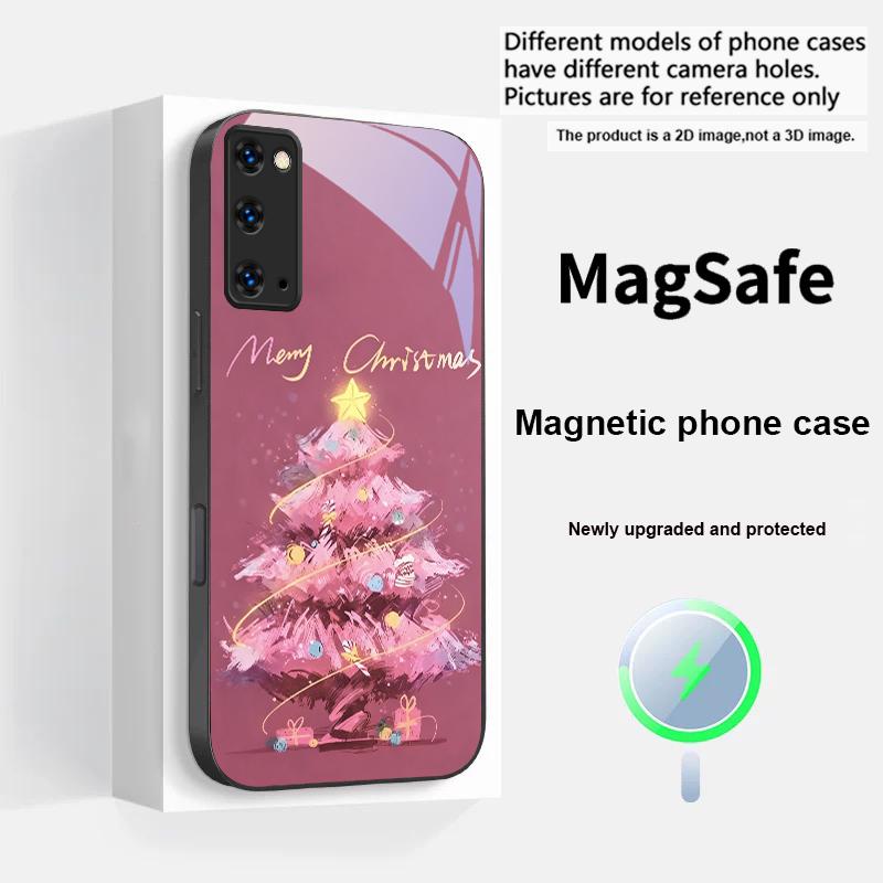 Decorated Christmas Tree For Magsafe Samsung S25 S25 Edge S25Ultra S8 9 10 20 S21 Pro 22 Plus S23 FE S24 Ultra Glass Phone Case